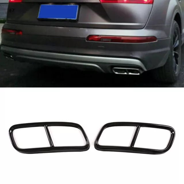 2x Black Rear Exhaust Muffler Tail Pipe Cover Trim For Audi Q7 2016-2019 UK