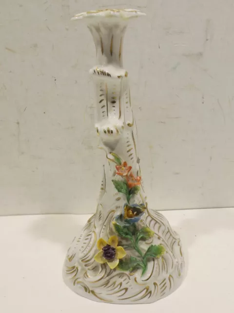 Bonito Dresden Soporte de Velas Porcelana con Flores Modeliert - Pieza Colección