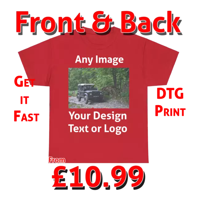 Personalised Red T Shirt Your Image Custom Photo Printed Stag do Hen Party