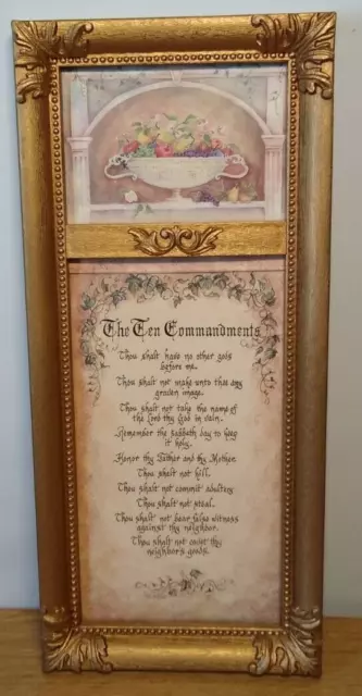 "The Ten Commandments" Gold Frame Home Interiors VGC