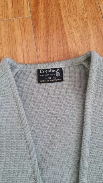 Vintage Womens Crestknit Pure New Wool Cardigan Button Front Size 42 XL 16 2