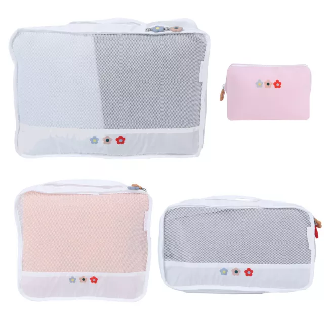Kit de 4 piezas/juego de bolsas de lavado impermeables de poliéster impreso de moda almacenamiento de viaje SD