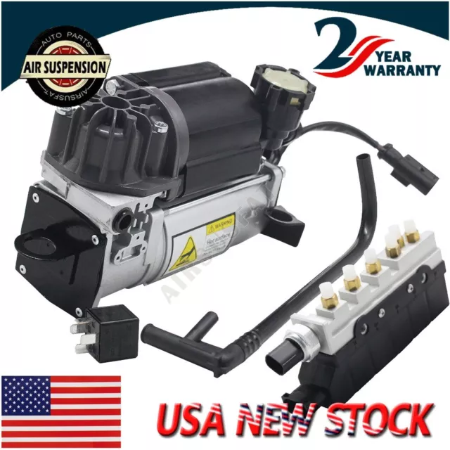 For Mercedes W220 S Class Air Suspension Compressor Pump & Valve Block &Relay US