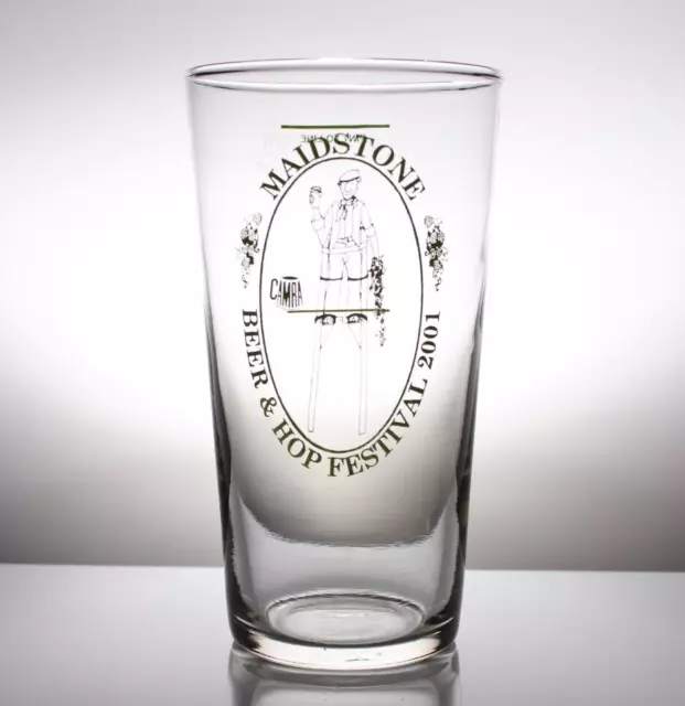 Vintage 1 Pint Beer Glass - Maidstone Beer & Hop Festival 2001 CAMRA