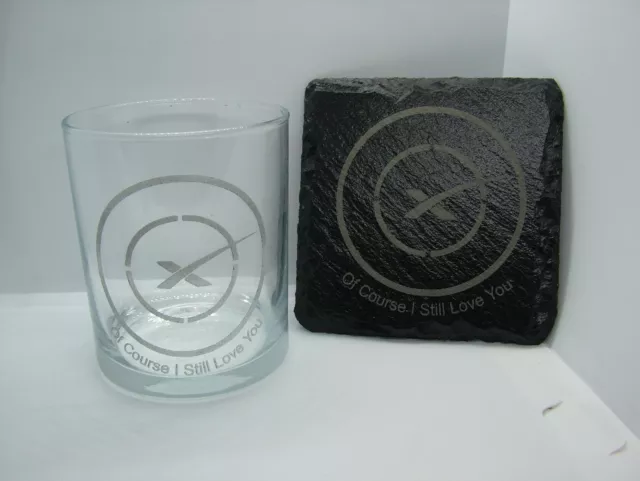 SpaceX Coaster & Glass Set - Laser Engraved Whiskey Rum Glass - Of Course I