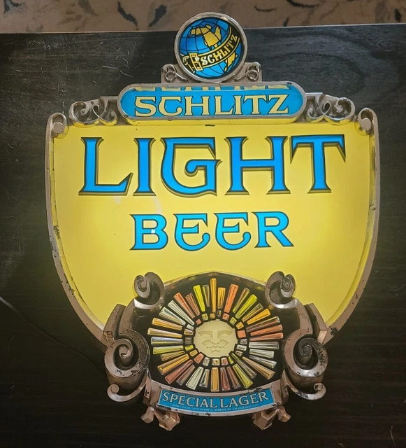 Vintage 1976 Schlitz Light Beer Motion Lighted Sign Sundial