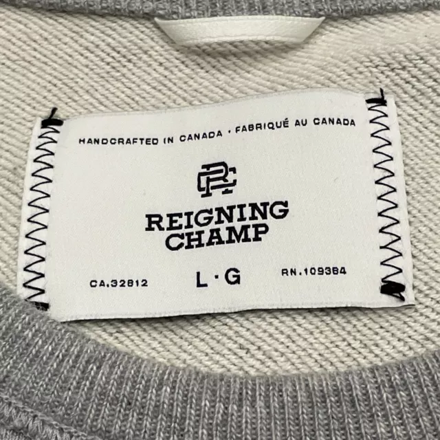 REIGNING CHAMP SWEATSHIRT Men's Large Gray French Terry Cotton ...