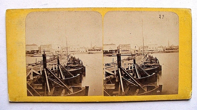 Stereoscopic Photo Stereoview / Prussia Cologne Boat Bridge Over The Rhin