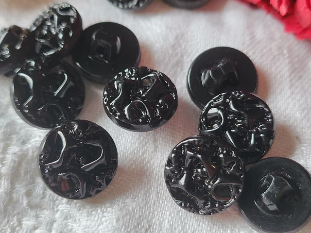 Bouton Ancien En Verre Forme éventail - Mercerie Vintage, Lot De 1 à 10 Pièces, Occasion