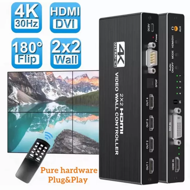 4K HDMI Video Wall Controller 2x2 HDMI DVI Video Multi Video Screen Processor