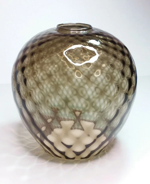 Vintage Smoky Amber Glass Lamp Shade Globe Large 8 1/4" Tall 2 1/4" Fitter
