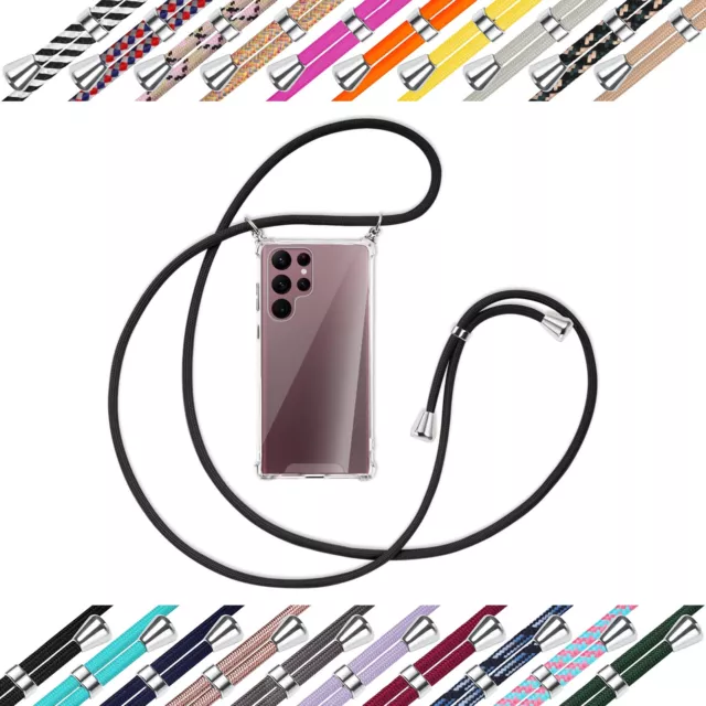 Collier (A) pour Samsung Galaxy S22 Ultra 5G Coque avec cordon Bandoulière Etui