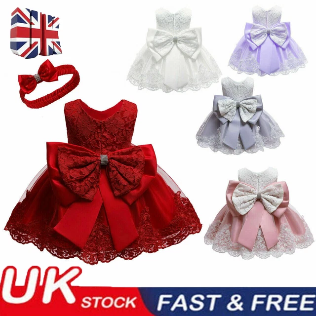 Flower Girls Bridesmaid Dress Baby Kids Party Lace Bow Wedding Dresses Princess