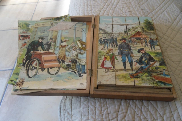 Boîte De 35 Cubes En Bois Ancienne – Jeu éducatif, Générique, état D'occasion