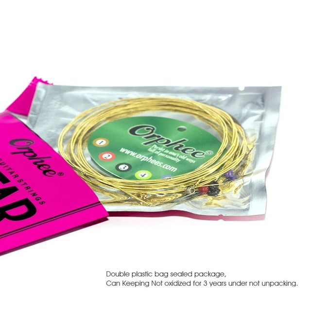 Guitar Strings 6x Acoustic Guitar Hexagonal Carbon Steel & Nickel Alloy Durable