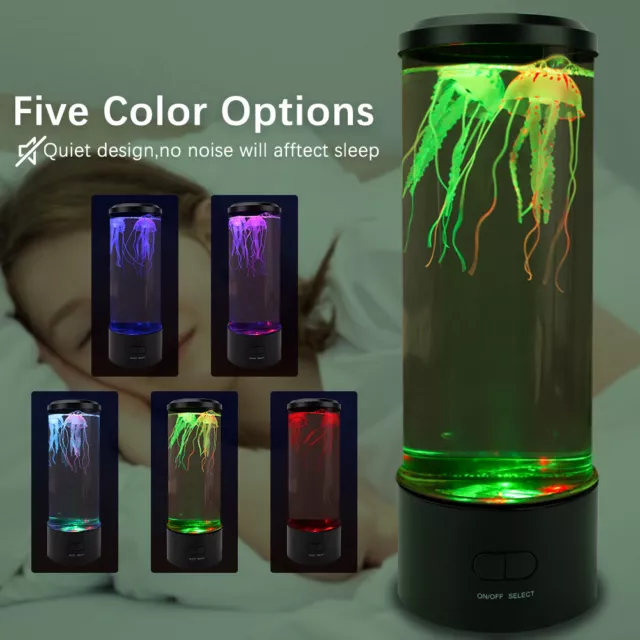 LED Jellyfish Aquarium Fish Tank Lamp 7 Color Changing Bedside Mood Night Light