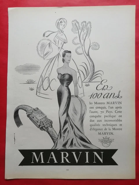 Publicité de presse Montre Suisse MARVIN 1951 Femmes élégantes