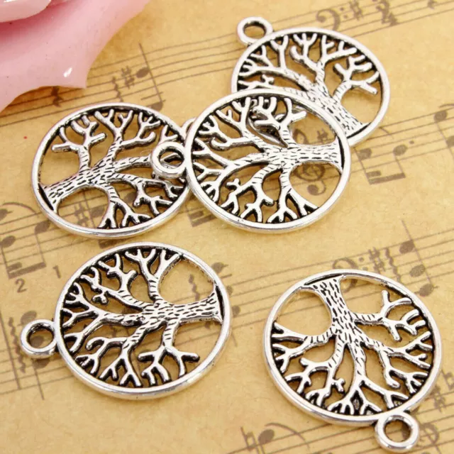 50PCS 20mm Tibetan 'Tree of Life Circle' Charms Pendants For DIY Jewelry Finding