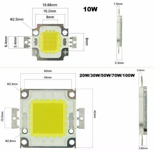 COB LED Chip Lights High Power SMD Bulb 100W 50W 70W 30W 20W 10W Floodlight Lamp 3