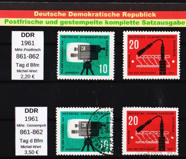 DDR 1961 MiNr: 861-862 postfrisch  und gestempelt Tag der Briefmarke