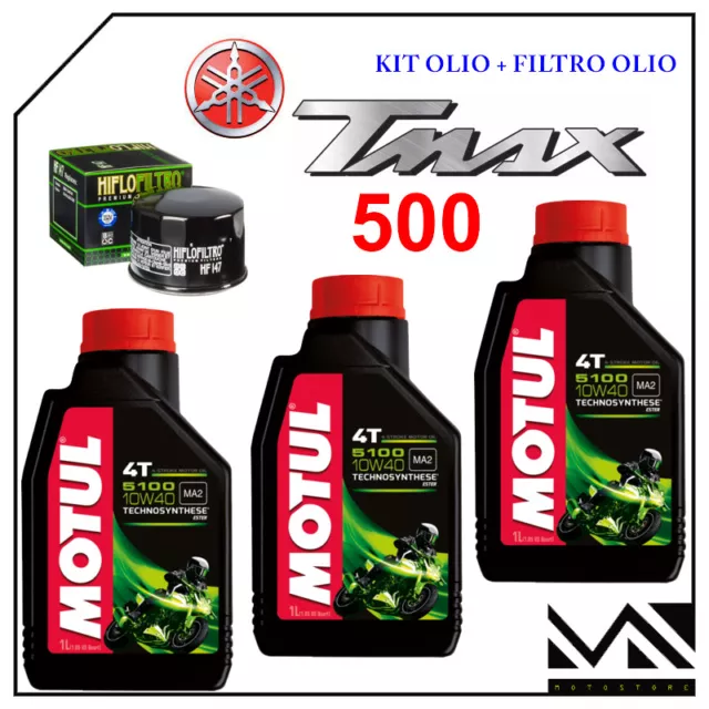 Kit Tagliando Yamaha T-Max Tmax 500 2007 3 Litri Olio Motul 5100 10W40 + Filtro