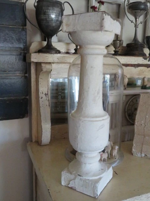 AWESOME Old Architectural Thick Chunky WHITE WOOD POST COLUMN BALUSTER