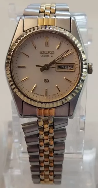 Vintage Seiko Day & Date Quartz Watch 3Y03-0169A4 New Battery Bracelet Band