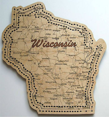 Wisconsin State Shape Road Map Cribbage Board