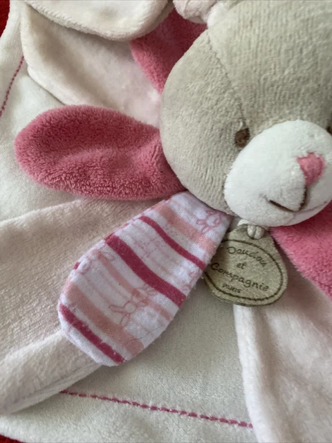 🇫🇷 Doudou Et Compagnie Lapin Celestine Rose Blanc Pétales Excellent Etat 3