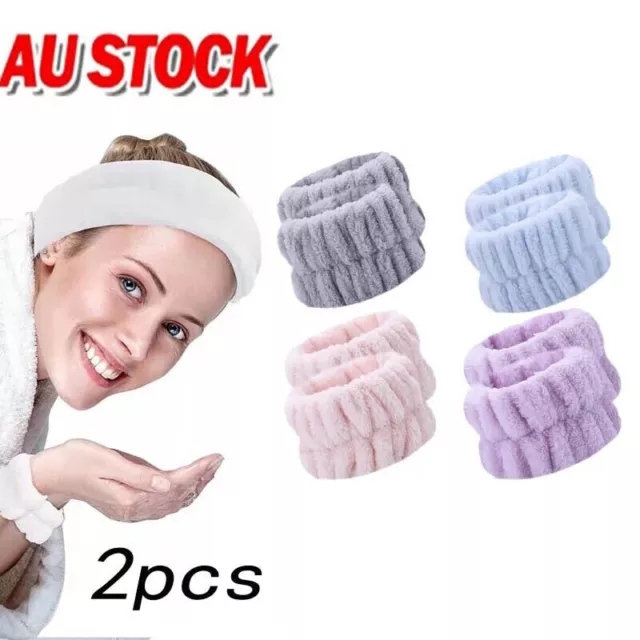 2X Face Wash Wristbands Microfiber Absorbent Wrist Washband for Washing Face Spa