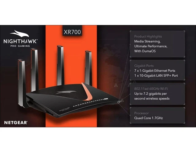 NETGEAR XR700-100EUS Nighthawk Pro Gaming Wi-Fi Router AD7200 MU-MIMO NEW SEALED 3