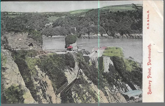 Very Nice Scarce Old Postcard - Battery Point - Dartmouth - Devon 1906