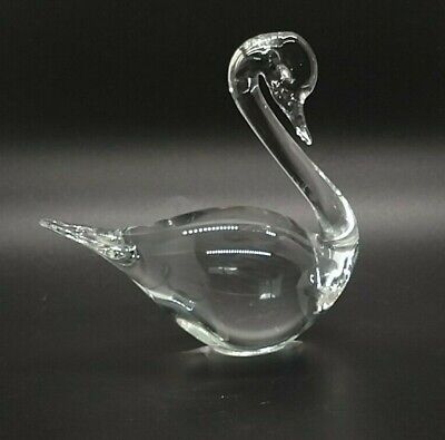 Vintage MURANO Italy Art Glass Swan Crystal Clear Figurine
