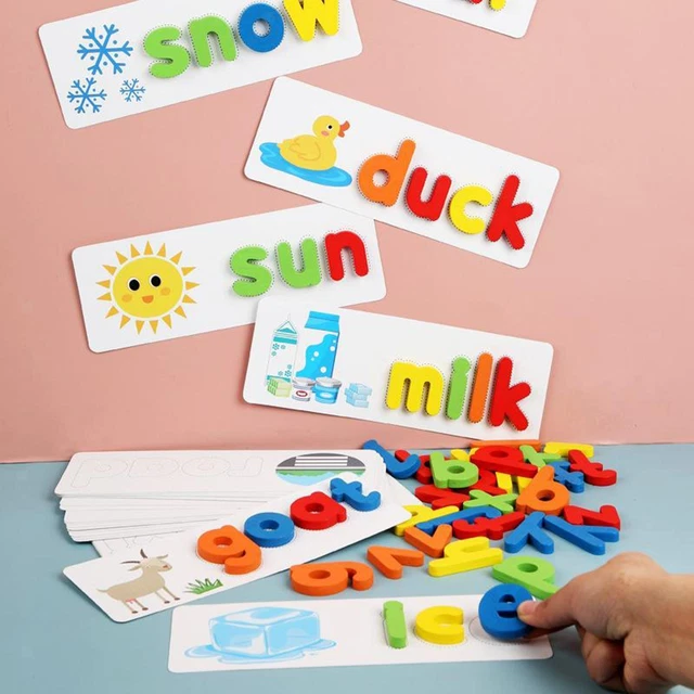 Wooden Alphabet Learning Puzzles Letter Toy Word Spelling