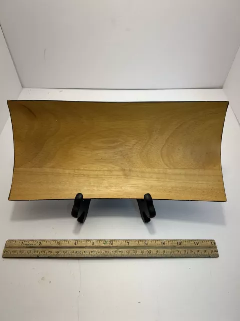 Crate & Barrel Two Tone Wood Curved Tray Rare Serving Tray 12” Long