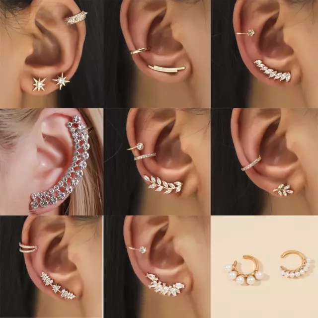 Ear cuff No piercing Earrings cartilage Helix Clip On Ear Cuff Wrap Sets UK sell