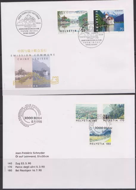 Schweiz-1998-FDC-4 verschiedene Ersttagsbriefe aus Mi: 1639-1671-LUXUS-2 SCANS !