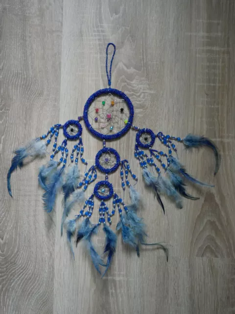 Traumfänger ~ Dreamcatcher mit Perlen ~ Beads ~ Indianer Schmuck ~ Blau ~