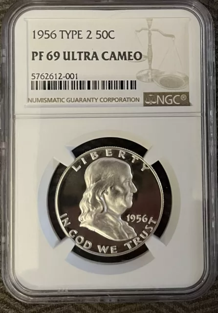 1956 Type 2 Proof Franklin Half Dollar NGC PF 69 ULTRA CAMEO