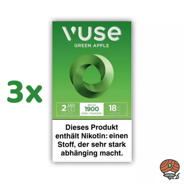 3x Vuse PRO Pods Green Apple 18mg/ml Nikotin à 2 Pods