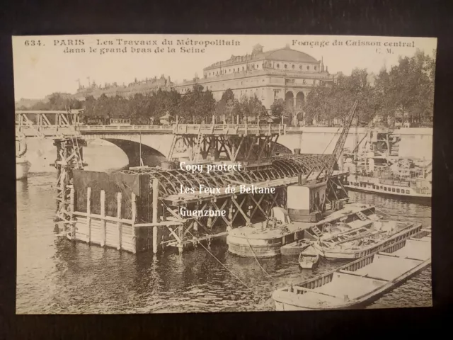 TRAVAUX METROPOLITAIN SEINE PARIS METRO repro carte postale postcard