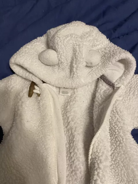 Carter's Teddy Fleece Snow Suit White Hooded One Piece Infant Size 3 Months