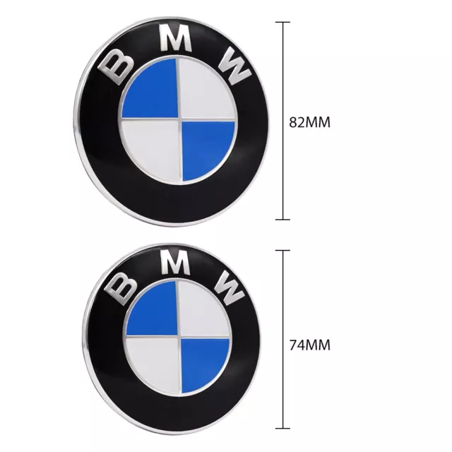1/2X Front Hood 82mm & Rear Trunk 74mm Badge Emblem Logo For BMW E38 E46 E90 X5