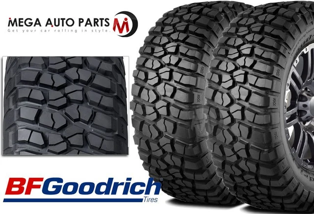 2 x BF GOODRICH Mud Terrain T/A KM2 255/75R17 111/108Q C/6 Mud Terrain M/T Tires