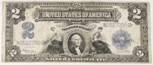 1899 $2 Large Size Silver Certificate "Porthole" Banknote Fr-258 Fine+