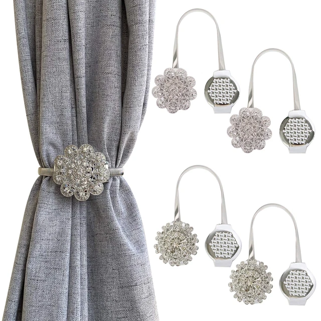 Magnetic Decorative Drapes Holdbacks Curtain Tiebacks Clips, Set of 4