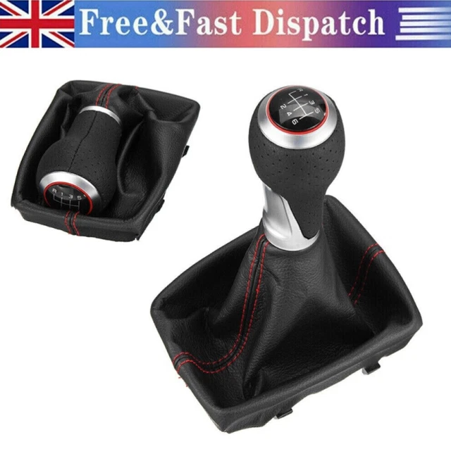 FOR AUDI S LINE A4 B6 B7 8E LEATHER GEAR SHIFT STICK KNOB 6 SPEED