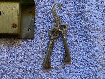 One Reclaimed Antique Brass Victorian Small Lock With Matching Keys (EBZ161) 3
