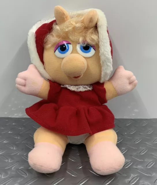 Vintage 1987 Muppet Babies Miss Piggy 10” Christmas Plush Jim Henson