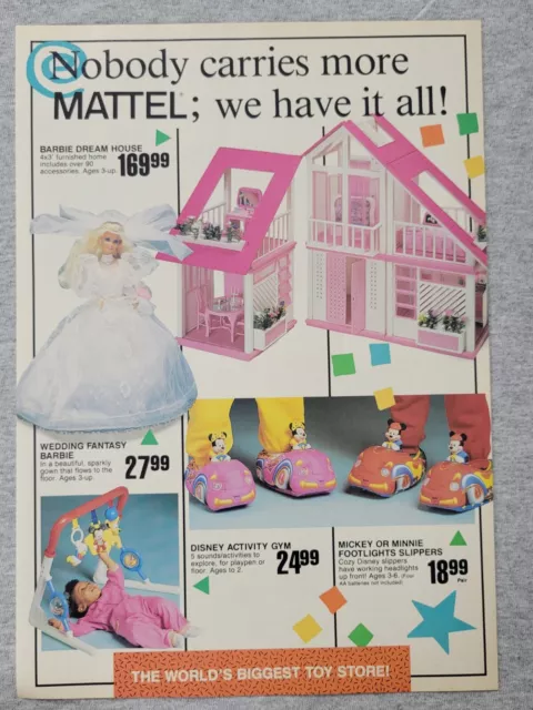 1990 Magazine Advertisement Page Toys R Us Kids Toys Barbie Dream House Print Ad